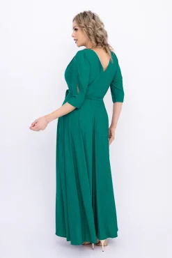 Polski Butelkowozielona Sukienka brokatowa LESEMINA