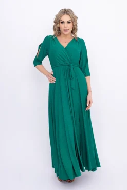 Polski Butelkowozielona Sukienka brokatowa LESEMINA