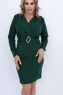 Włoski Butelkowozielona Sukienka LITURI