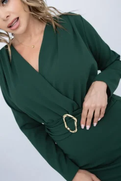 Włoski Butelkowozielona Sukienka LITURI