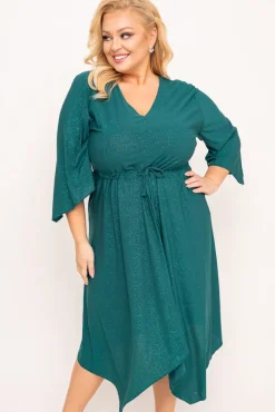 Polski Butelkowozielona Sukienka brokatowa KENZI