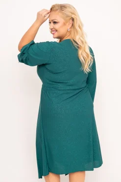 Polski Butelkowozielona Sukienka brokatowa KENZI