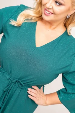 Polski Butelkowozielona Sukienka brokatowa KENZI