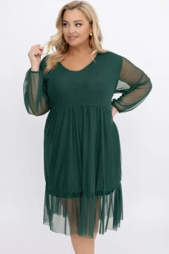 Włoski Butelkowozielona Sukienka siateczkowa ORUZI