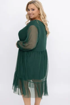 Włoski Butelkowozielona Sukienka siateczkowa ORUZI