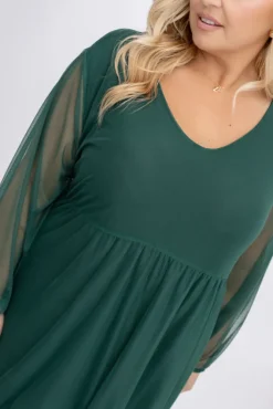 Włoski Butelkowozielona Sukienka siateczkowa ORUZI