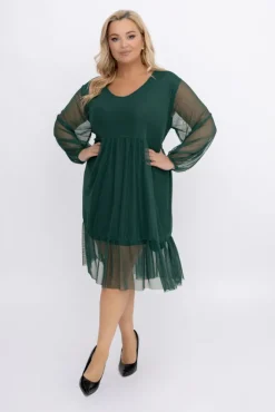 Włoski Butelkowozielona Sukienka siateczkowa ORUZI