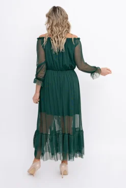 Włoski Butelkowozielona Sukienka siateczkowa RAGIA