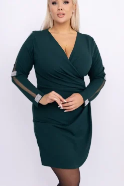 Włoski Butelkowozielona Sukienka VELUCI