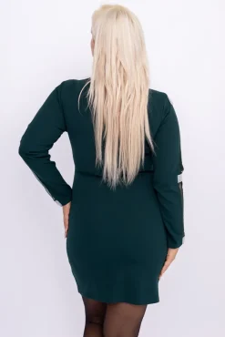 Włoski Butelkowozielona Sukienka VELUCI
