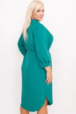Polski Butelkowozielona Sukienka szmizjerka ASENSIA