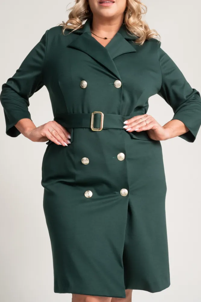 Polski Butelkowozielona Sukienka żakietowa GANTIA