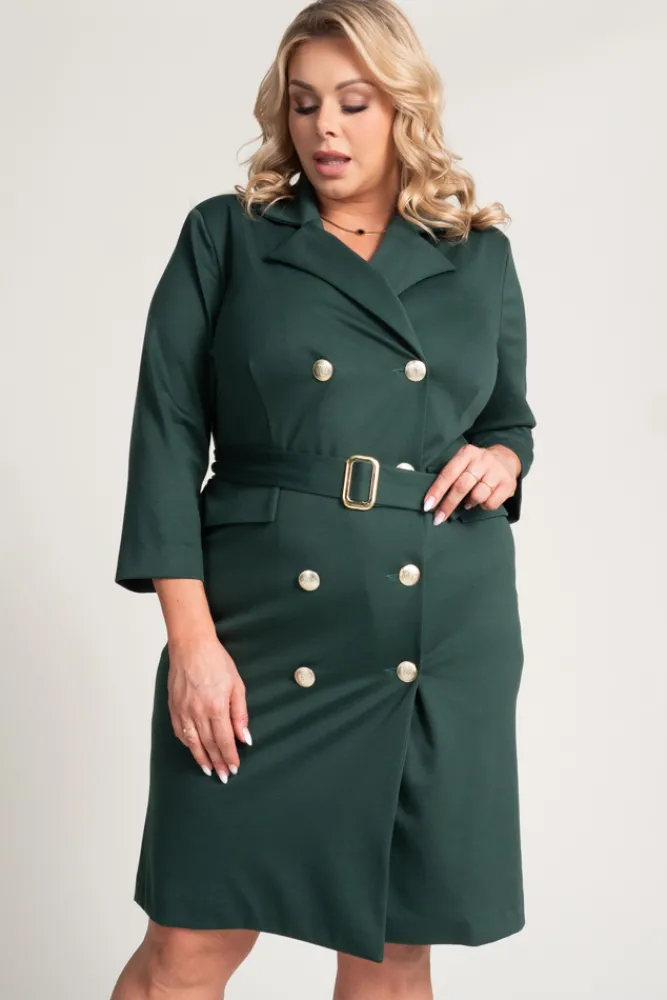 Polski Butelkowozielona Sukienka żakietowa GANTIA