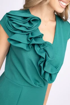 Polski Butelkowozielona Sukienka błyszcząca ARIEL