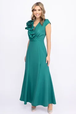 Polski Butelkowozielona Sukienka błyszcząca ARIEL