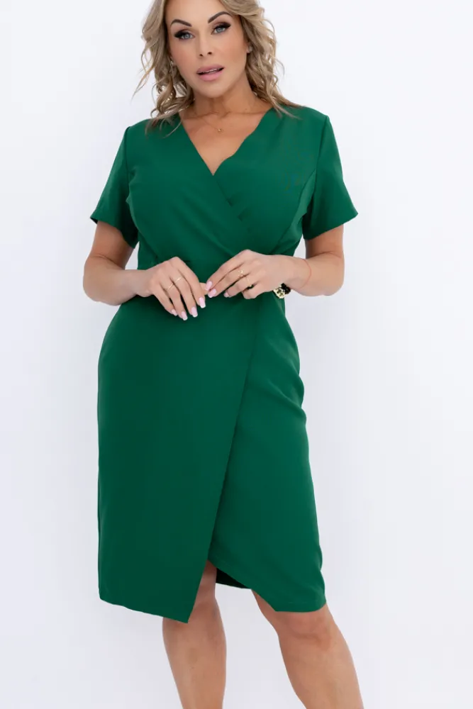 Polski Butelkowozielona Sukienka PEIROSA