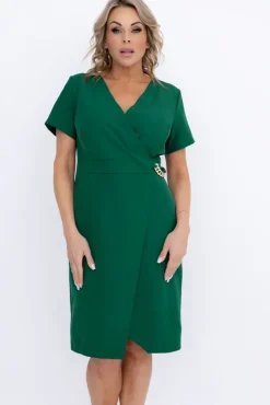 Polski Butelkowozielona Sukienka PEIROSA