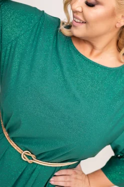 Polski Butelkowozielona Sukienka asymetryczna ASTI