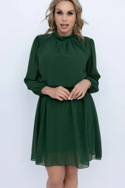 Włoski Butelkowozielona Sukienka szyfonowa SEGERTO