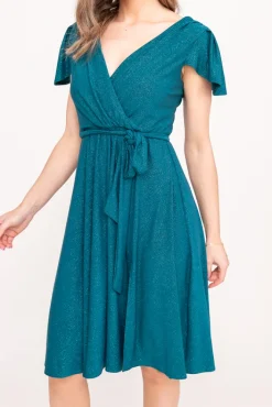 Polski Butelkowozielona Sukienka brokatowa GENVELI