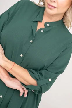 Włoski Butelkowozielona Sukienka koszulowa KANTARI