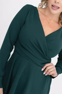 Włoski Butelkowozielona Sukienka KIARA