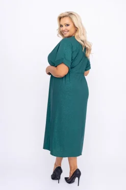 Polski Butelkowozielona Sukienka brokatowa MONSORI