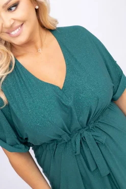 Polski Butelkowozielona Sukienka brokatowa MONSORI