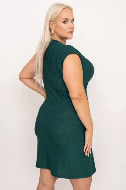Polski Butelkowozielona Sukienka brokatowa VENZIN