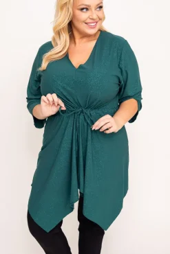 Damskie Polski Butelkowozielona Tunika brokatowa HORUZI