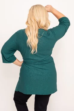 Damskie Polski Butelkowozielona Tunika brokatowa HORUZI