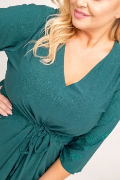 Damskie Polski Butelkowozielona Tunika brokatowa HORUZI