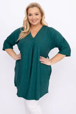 Damskie Polski Butelkowozielona Tunika brokatowa VELIARI