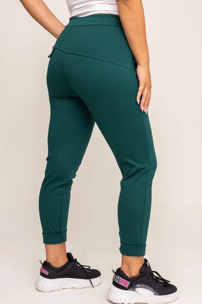 Damskie Włoski Butelkowozielone Spodnie COMEYO