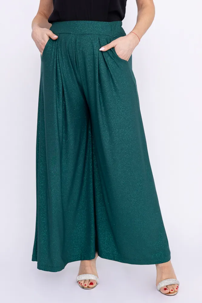 Damskie Włoski Butelkowozielone Spodnie brokatowe PRINSTON