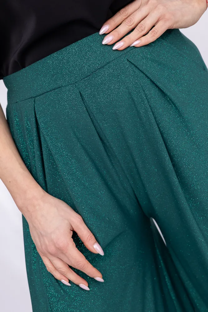 Damskie Włoski Butelkowozielone Spodnie brokatowe PRINSTON