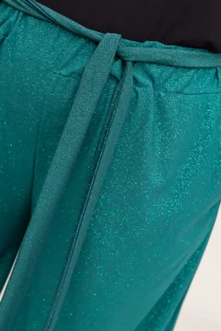 Damskie Polski Butelkowozielone Spodnie kuloty brokatowe WIGIO