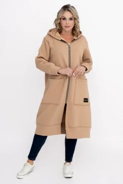 Damskie Włoski Camelowa Bluza ocieplana VERMEN