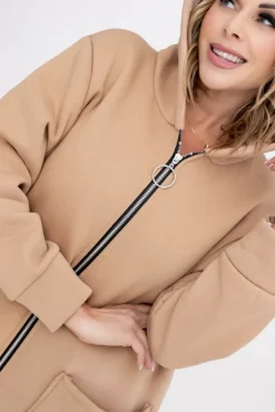 Damskie Włoski Camelowa Bluza ocieplana VERMEN