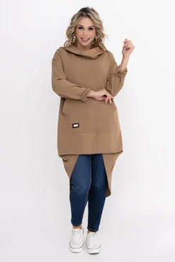 Damskie Włoski Camelowa Bluza z kapturem OASIS