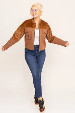 Damskie Polski Camelowa Kurtka AWERI Wzór 1