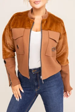 Damskie Polski Camelowa Kurtka AWERI Wzór 1