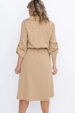 Włoski Camelowa Sukienka EVERI