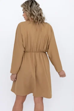 Włoski Camelowa Sukienka MAURI