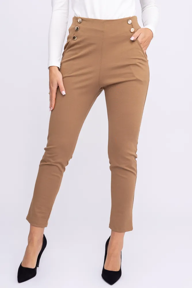 Damskie Włoski Camelowe Spodnie CIRIA