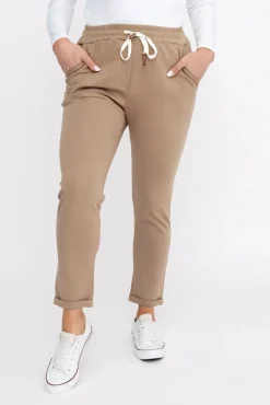 Damskie Włoski Camelowe Spodnie dresowe DAFNE