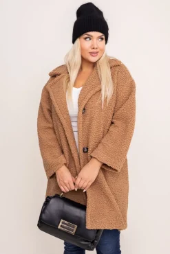 Damskie Polski Camelowy Płaszcz MONERIM