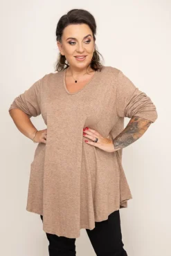 Damskie Włoski Camelowy Sweter VERGEMO