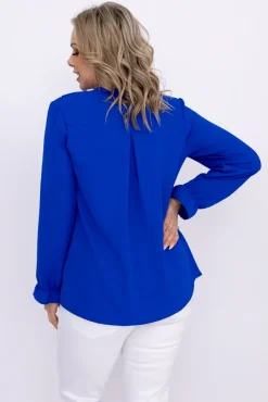 Damskie Włoski Chabrowa Bluzka z żabotem GENESIS