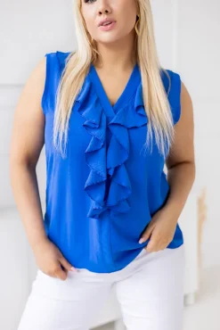 Damskie Włoski Chabrowa Bluzka z żabotem ZENTIO